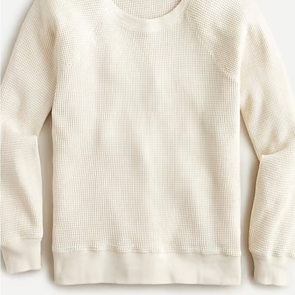 J. Crew Waffle Crewneck Sweatshirt in Cream
